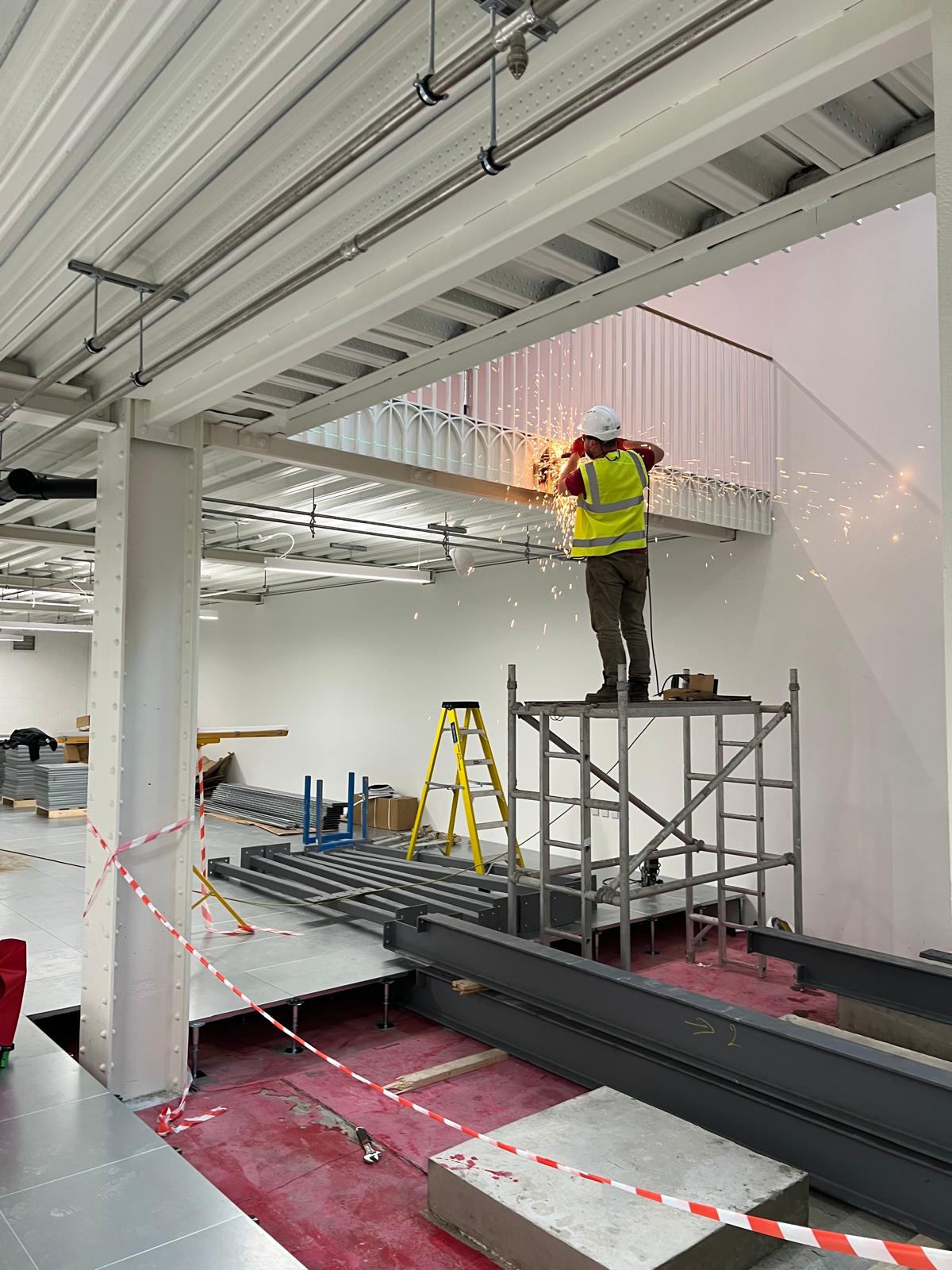 Steel mezzanine installation in progress at Short's Gardens, WC2H