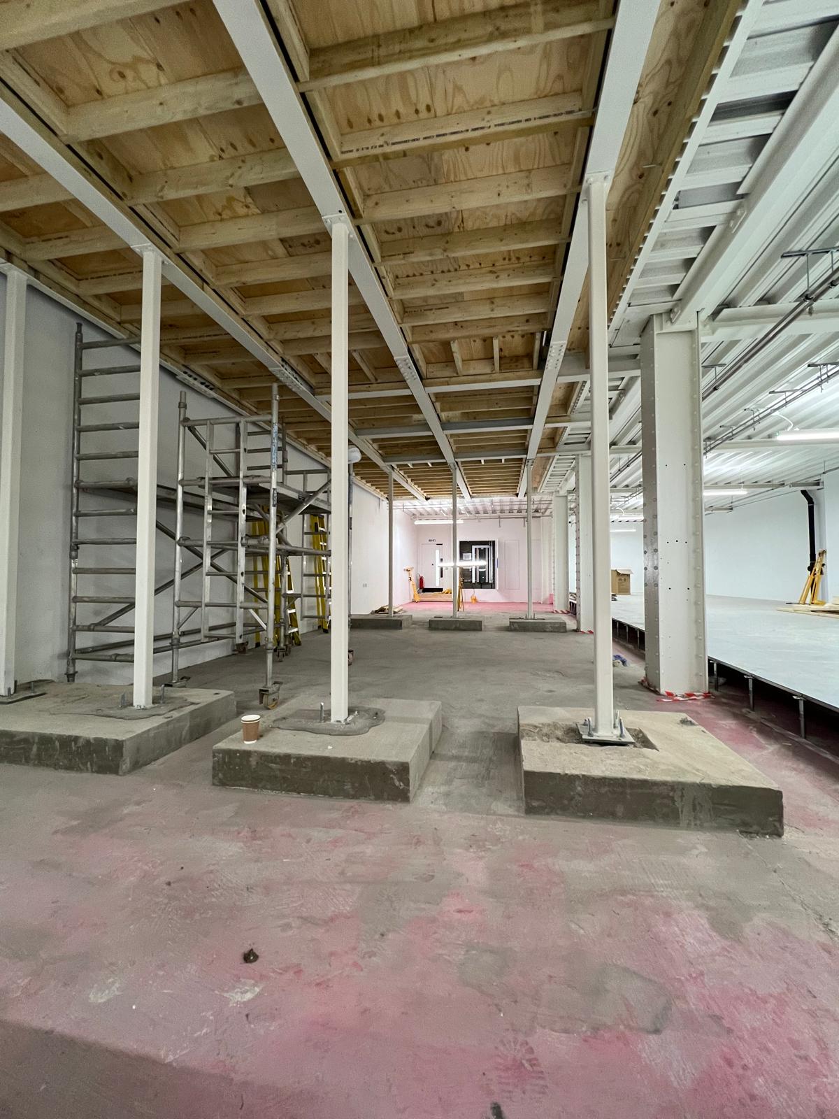 Completed steel mezzanine and staircase detail